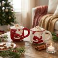 Christmas Mug Ceramic Christmas Couple Red White H8.5cm 2pcs | Floristik24.ie