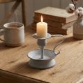 Candlestick metal candlestick handle white grey 12.5cm | Floristik24.ie