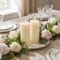 Elegant cream-white pillar candles for festive decoration, 85×200mm, set of 2 | Floristik24.ie