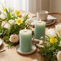 Solid colored candles light green 85x120mm 2pcs | Floristik24.ie