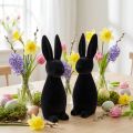 Decorative Black Easter Bunny, Flocked, 29.5cm High, 2 Pieces | Floristik24.ie
