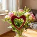 Heart made of wood, decorative heart for hanging, heart decoration red H15cm | Floristik24.ie