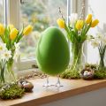 Easter egg with feet decorative egg green flocked Shop window decoration Easter H25cm | Floristik24.ie