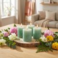Solid-colored pillar candles,