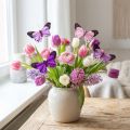 Deco butterfly on wire feather butterflies purple/pink 9.5cm 12pcs | Floristik24.ie