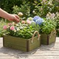 Vintage flower box wooden planter green L24/30cm set of 2 | Floristik24.ie