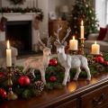 Decoration deer flocked/snowed 27,5cm 2 pcs | Floristik24.ie