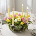 Candle holder in white decorative bowl made of metal Ø14cm H7cm | Floristik24.ie