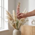 Dried (artificial) Delphinium pink larkspur, decorative flower vase 64cm 25g | Floristik24.ie