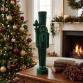 Nutcracker figure, standing, Christmas decoration, flocked, 77cm | Floristik24.ie