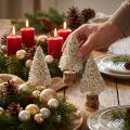 Mini Christmas tree table decoration champagne white H8cm 12 pcs | Floristik24.ie
