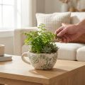 Ceramic plant pot with floral pattern, room decoration, 18cm | Floristik24.ie