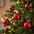 Red Christmas baubles, glass tree ornaments, shiny, Ø6cm, 24 pieces | Floristik24.ie