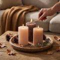 Decorative pillar candles, 3-color mix of brown tones, solid color, 70x120mm, set of 12 for ambiance &amp; home | Floristik24.ie