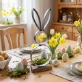 Easter Bunny Black Silver Rabbit Metal Wood 13,5×37cm | Floristik24.ie