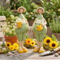 Decorative gardener figurines, table decoration, summer, green/yellow, 16.5 x 5.5 cm, 2 pieces | Floristik24.ie
