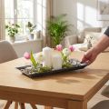 Decorative tray marbled anthracite 36x17cm 6pcs | Floristik24.ie