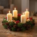 Advent wreath, fir wreath with natural &amp; artificial pine cones, green door wreath Ø30cm, Christmas decoration | Floristik24.ie