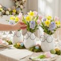 Vase with Glasses Easter Decoration Ceramic White Ø8.5cm H13cm 3 pcs | Floristik24.ie