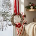 Christmas window wreath to hang red, white Ø20cm L98cm | Floristik24.ie