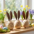 Egg-shaped rabbit decorative figure with character for spring and seasonal decoration, 14cm, 3 pieces | Floristik24.ie