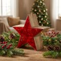 Decorative star wooden star red natural decoration made of mango wood Ø20cm | Floristik24.ie