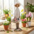 Decorative figurines gardener, decorative woman with flowers, white pink, H21cm | Floristik24.ie