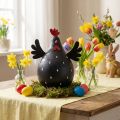 Decorative chicken black wooden decoration hen Easter decoration wood H13cm | Floristik24.ie