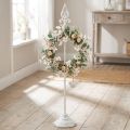 Wreath Holder Shabby Chic White Wreath Stand Metal 4 Hooks H76cm | Floristik24.ie