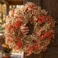 Decorative wreath dried flowers flower wreath orange cream Ø25cm | Floristik24.ie
