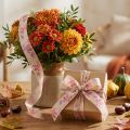 Gift ribbon purple autumn leaves deco ribbon autumn 25mm 20m | Floristik24.ie