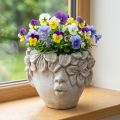 Plant head flowerpot concrete look girl's head H13.5cm | Floristik24.ie