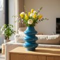 Vase, home accessory with a wave-shaped surface for a modern ambience, 23cm | Floristik24.ie