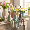 Easter Bunny Decoration, Sitting Bunnies, Flocked, Green/Brown, 36cm, 3 Pieces | Floristik24.ie