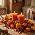 Solid colored candles orange 85x150mm 2pcs | Floristik24.ie