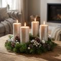 Platinum-colored pillar candles, 60x100mm, set of 4 - Long burning time, premium quality | Floristik24.ie
