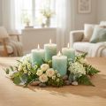 Solid-colored candles light green 60x80mm 4 pcs | Floristik24.ie