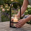 Lantern metal glass decoration black clear handle Ø14.5cm | Floristik24.ie