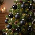 Mini Christmas tree ball, tree decoration mix, Christmas balls black H4.5cm Ø4cm real glass 24 pcs | Floristik24.ie