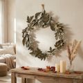 Decorative ring metal wreath wall decoration leaves brass Ø52cm | Floristik24.ie