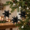 Christmas decoration stars for hanging black Ø7.5cm 8 pcs | Floristik24.ie