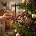 Christmas Decoration Star for Hanging Bordeaux 4 Pcs | Floristik24.ie