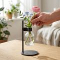 Decorative vase decorative bottle glass with metal stand black Ø13cm | Floristik24.ie