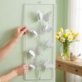 Butterfly Hanging Art Spring Metal Wall Art Shabby Chic White Silver H47.5cm | Floristik24.ie