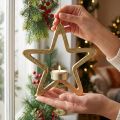Decorative star tealight holder for hanging metal golden 20cm | Floristik24.ie