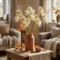 Xanthium artificial flower cream autumn decoration 6 flowers 80cm 3pcs | Floristik24.ie