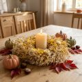Decorative wreath, oat wreath, natural wreath, strawflowers, yellow, Ø29cm | Floristik24.ie