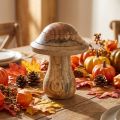 Wooden mushroom with grooves Autumn deco mushroom natural mango wood 10×Ø8cm | Floristik24.ie