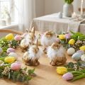Gold Rabbit Sitting Gold-Coloured Terracotta with Feathers H10cm 4 Pcs | Floristik24.ie