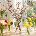 Decorative hearts for hanging with flowers wood green, white 8.5×12cm 4 pcs | Floristik24.ie